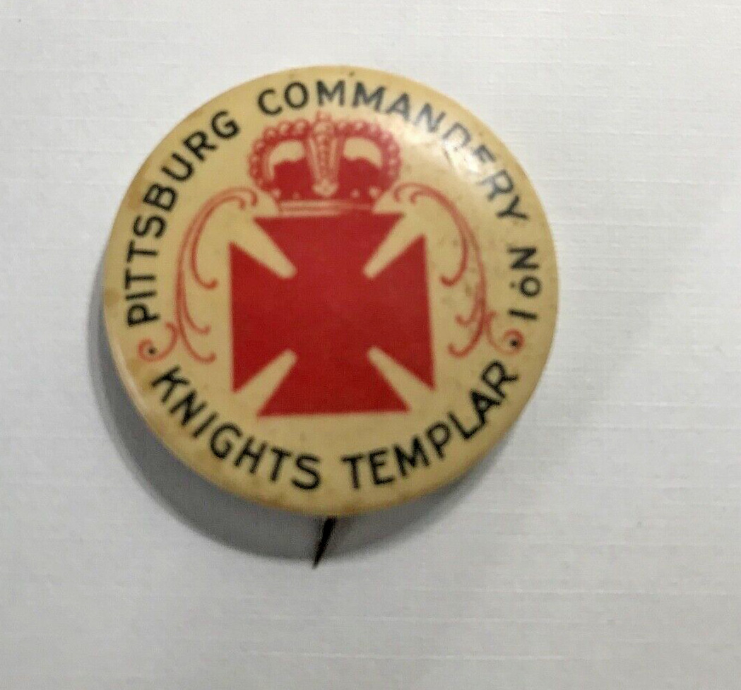 Vintage PITTSBURG COMMANDERY No 1 Knights Templar Pinback