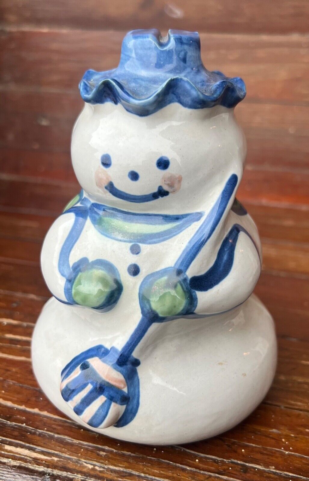 M A Hadley Vintage American Pottery 6” Ceramic Signed Snowman Figurine