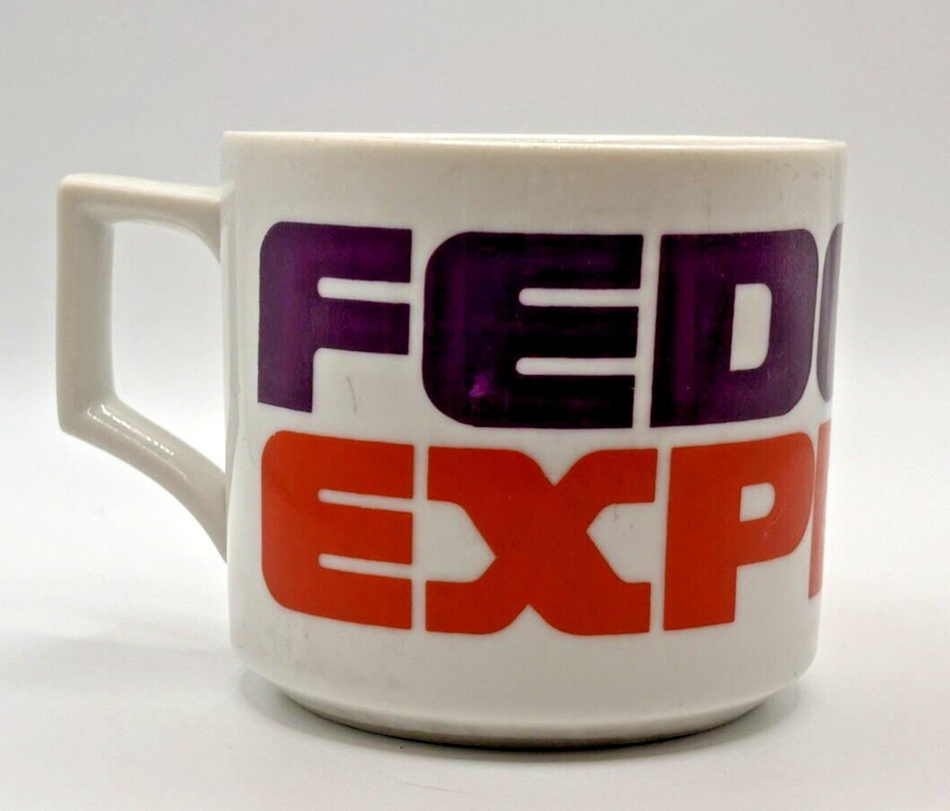 Federal Express Coffee Mug Vintage Old Logo Spell Out Heavy 10-278 1980s FedEx