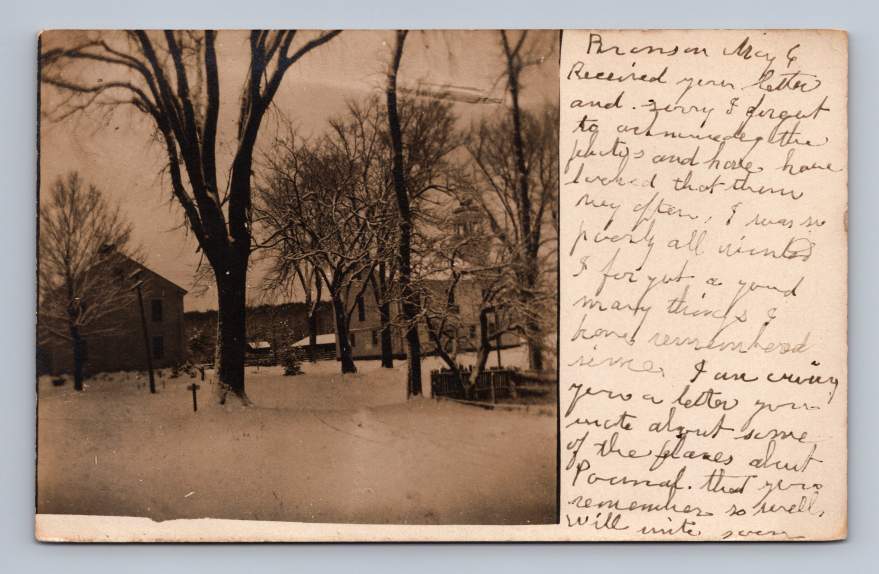 Bronson Michigan RPPC Antique Branch County Snow Photo Postcard 1909