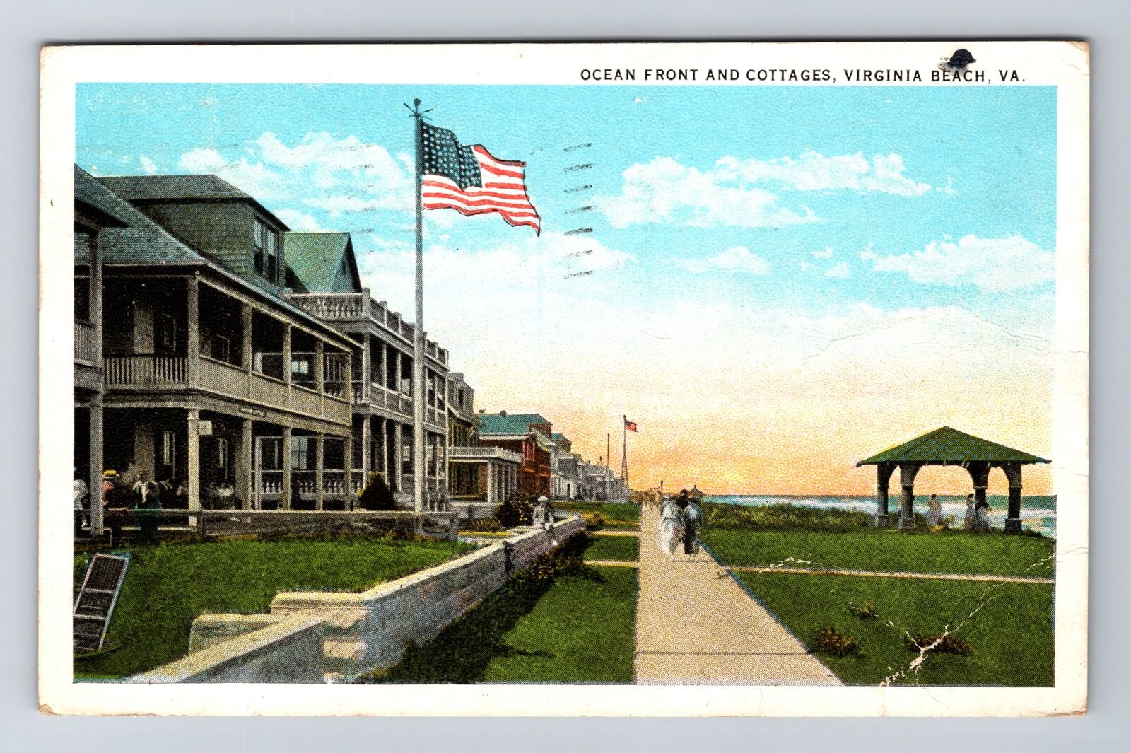 Virginia Beach VA-Virginia, Ocean Front And Cottages, Vintage c1925 Postcard