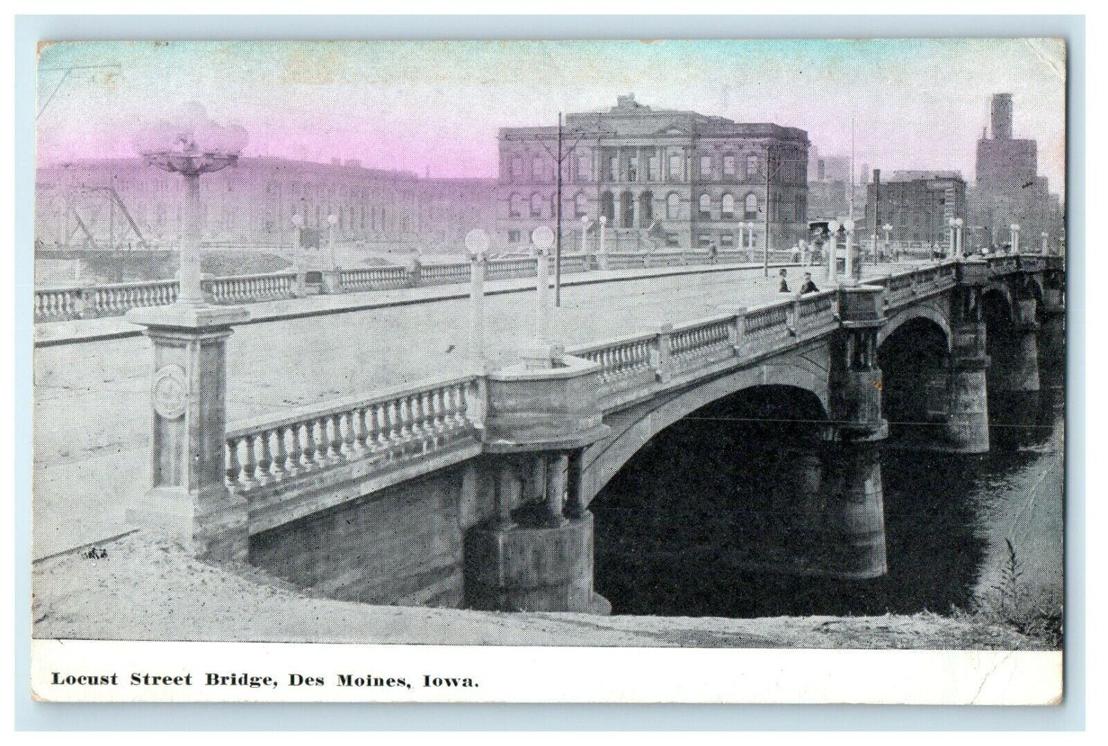 c1910\'s Locust Street Bridge Des Moines Iowa IA Posted Antique Postcard