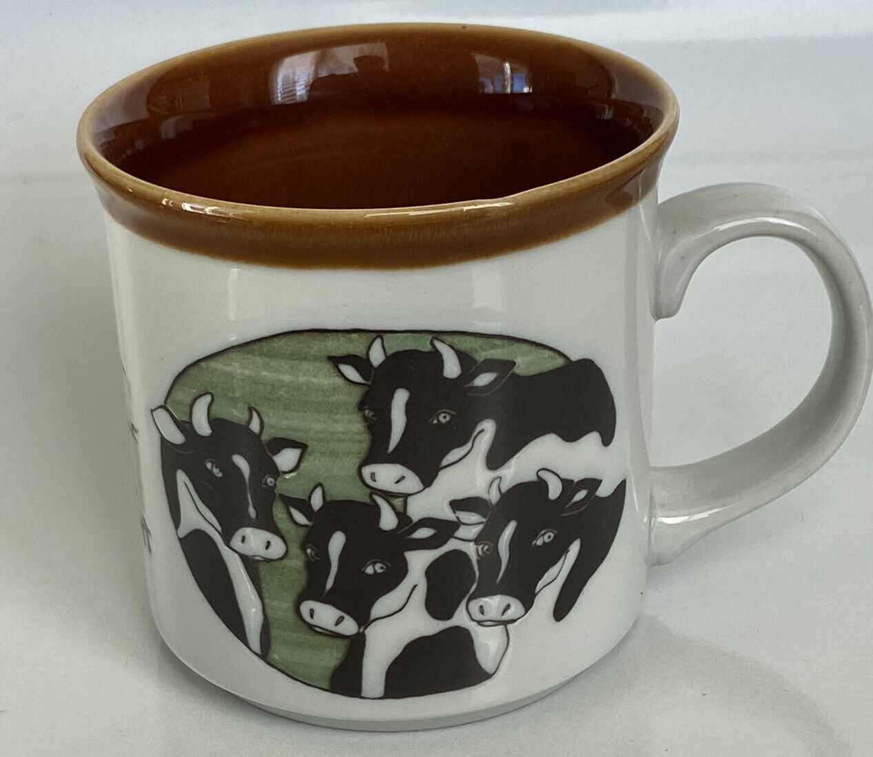 Vintage COWS Country Ceramic 1980s Farm Farming Coffee Mug Rare