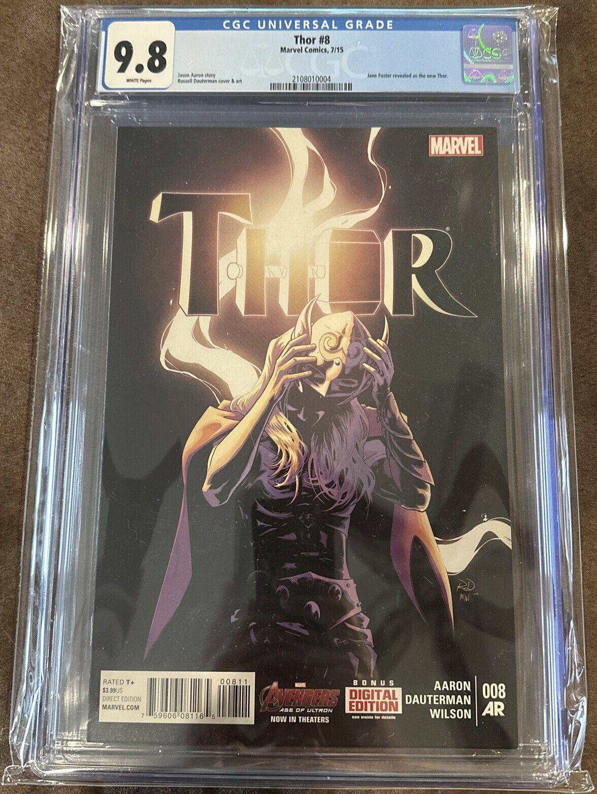 Thor #8- CGC 9.8- Jane Foster revealed as Thor(Marvel 2015) Dauterman Cover Art