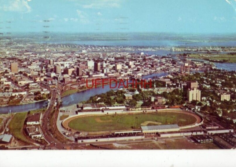 TAMPA FROM THE AIR, HILLSBOROUGH RIVER AND FLORIDA STATE FAIR GROUNDS 1961