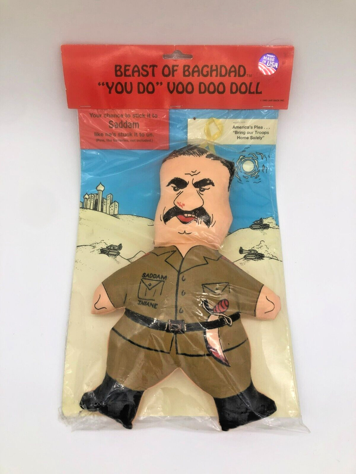 Vintage 1990 Operation Desert Storm Saddam Hussein Voodoo Doll Beast Of Baghdad