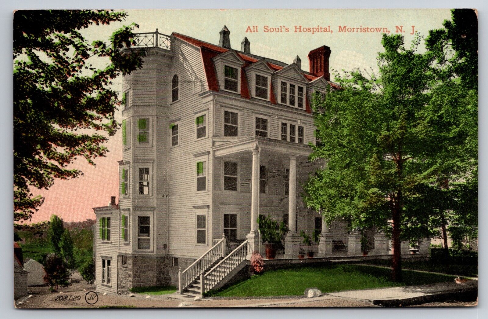 All Soul\'s Hospital Morristown New Jersey NJ c1910 Postcard