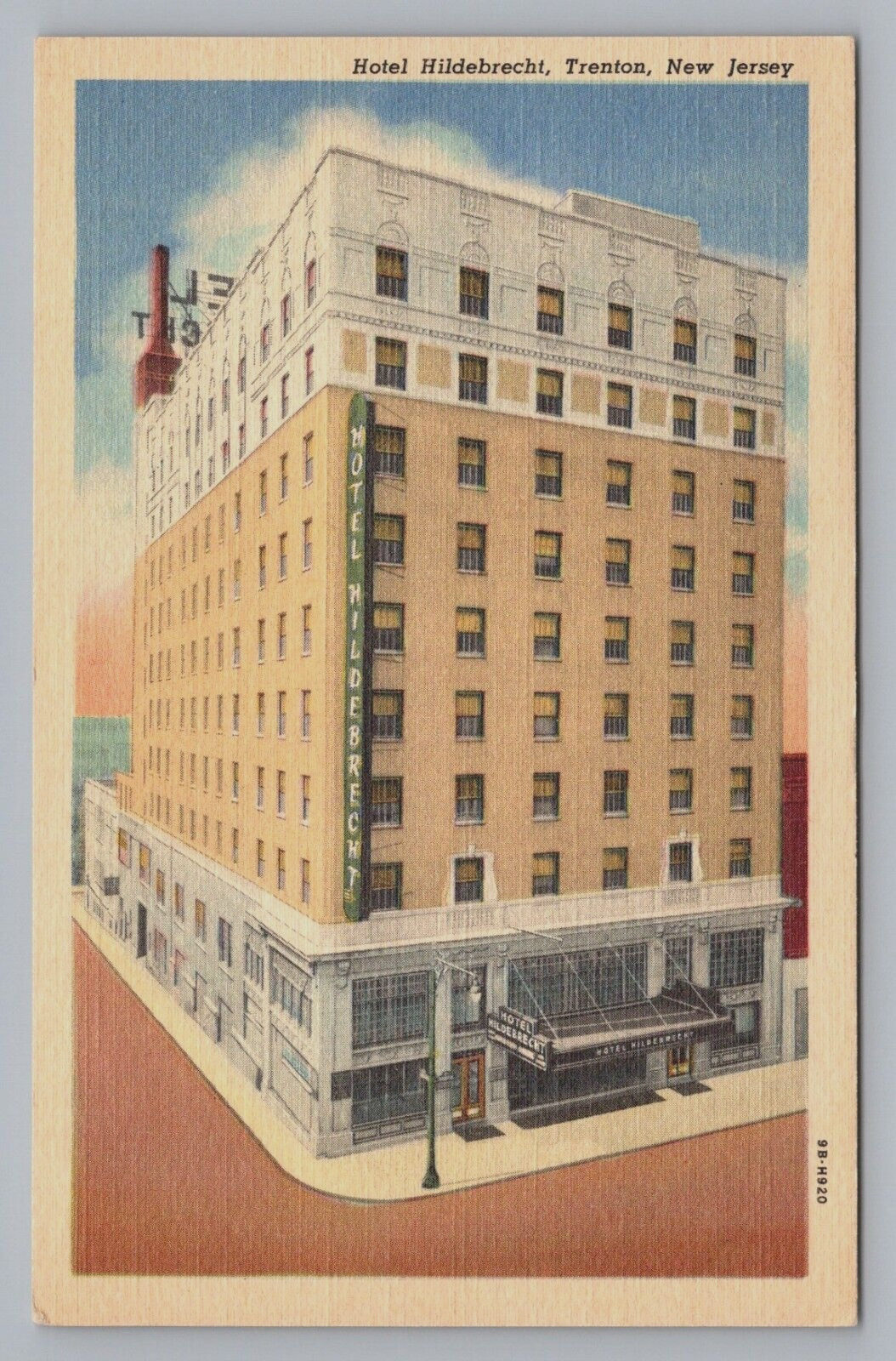 Postcard New Jersey Trenton Hotel Hildebrecht Linen Unposted B004