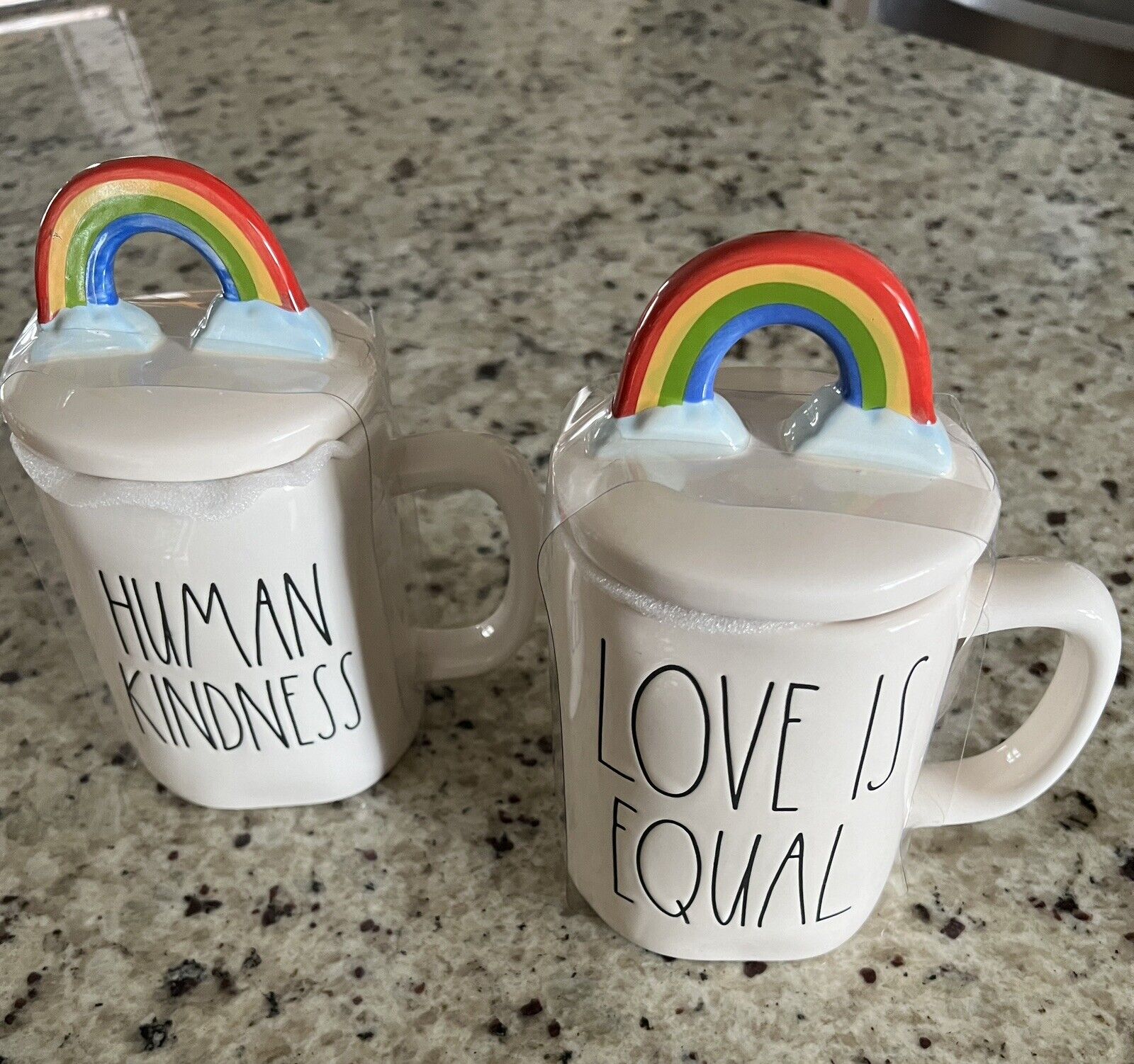 RAE DUNN PRIDE LOVE IS EQUAL & HUMAN KINDNESS Coffee Mugs/Lids