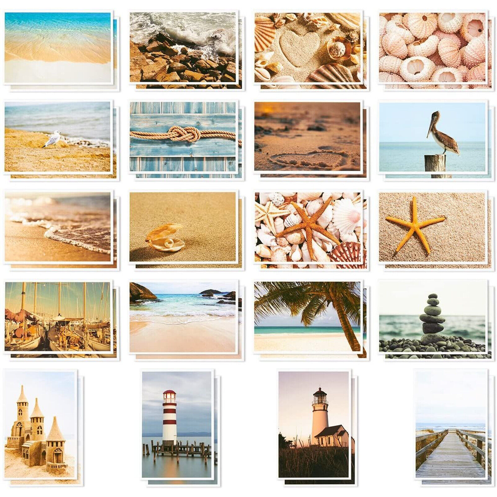 40 Pack Bulk Nautical Beach Seaside Postcards From Around the World, 4 x 6 In