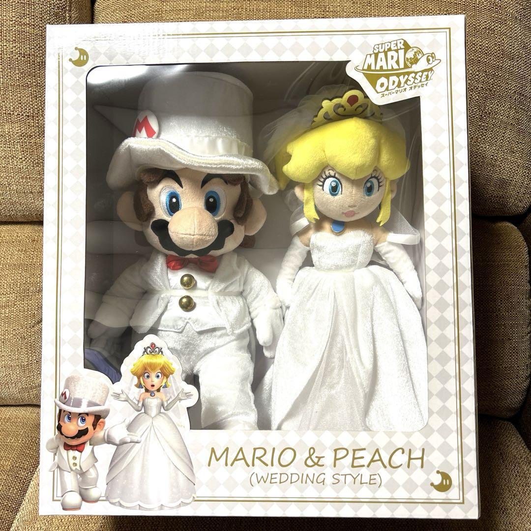 Super Mario Odyssey Mario & Princess Peach Wedding Style Plush Sanei Boeki NEW