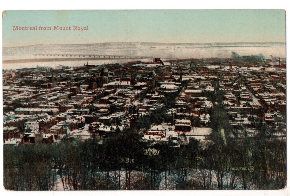 VINTAGE MONTREAL QC CANADA POSTCARD VIEW FROM MOUNT ROYAL c1910 100120