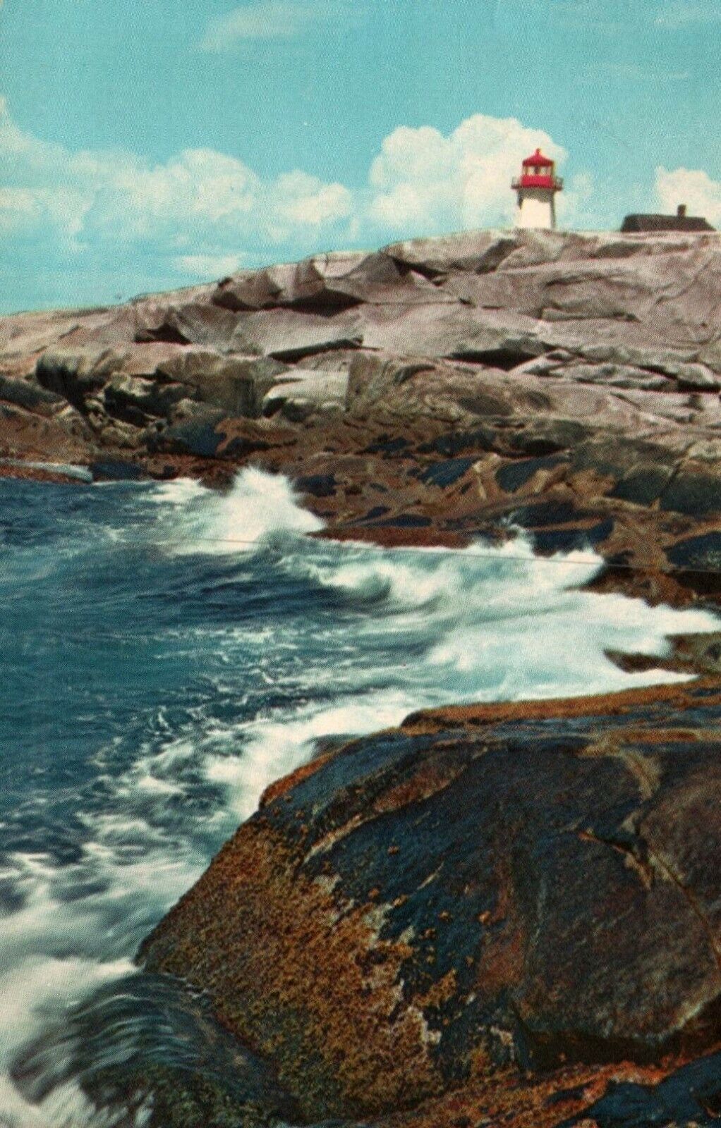 Postcard Breakers at Peggy\'s Cove Nova Scotia Coastline Lighthouse 1967