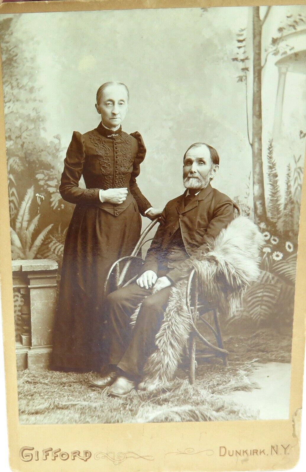 .c1880s LARGE STUDIO PHOTO by GIFFORD, DUNKIRK, NEW YORK. Mr & Mrs DOTY 