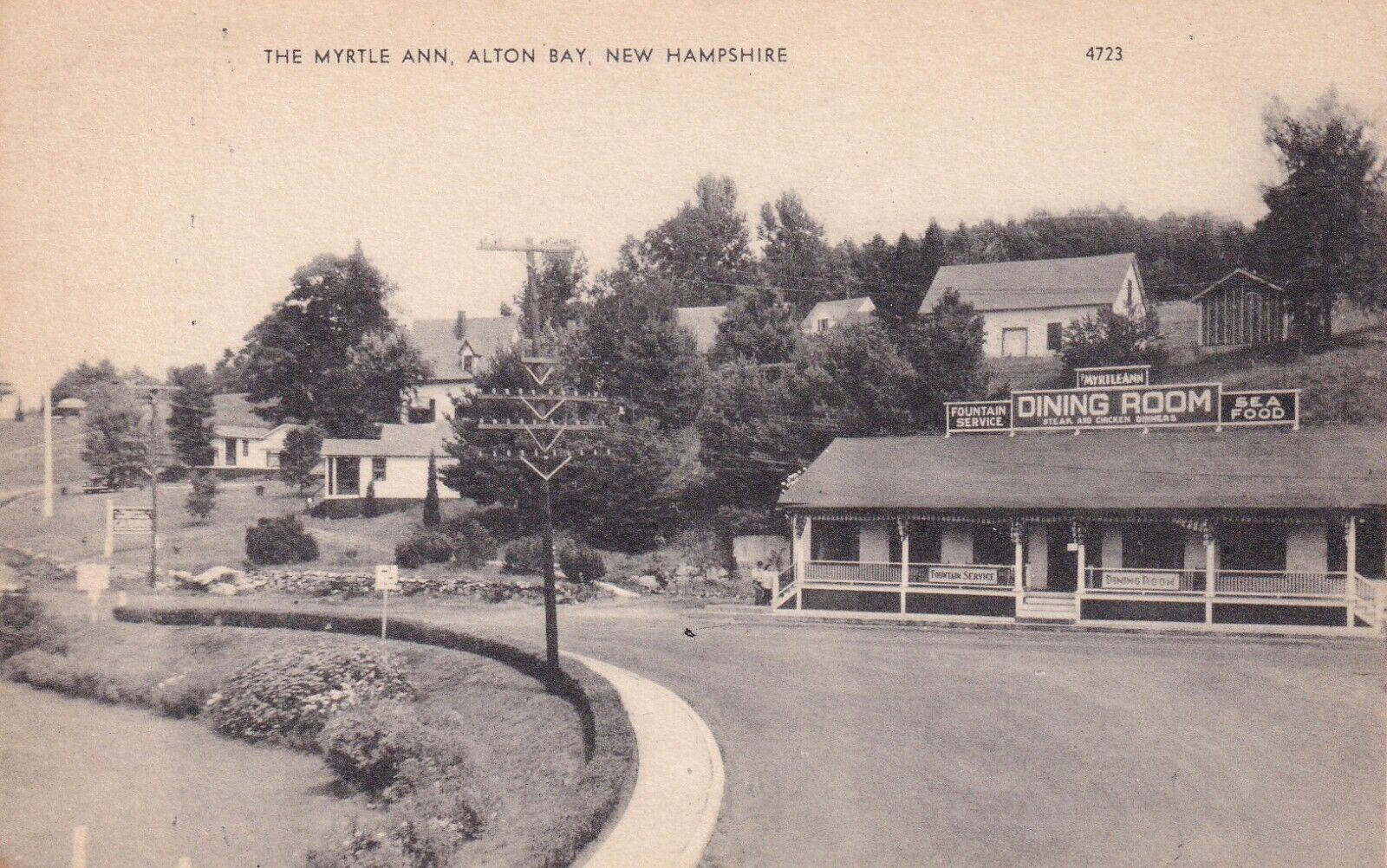 Vintage Myrtle Ann Dining Room Restaurant Alton Bay New Hampshire Postcard 1940s