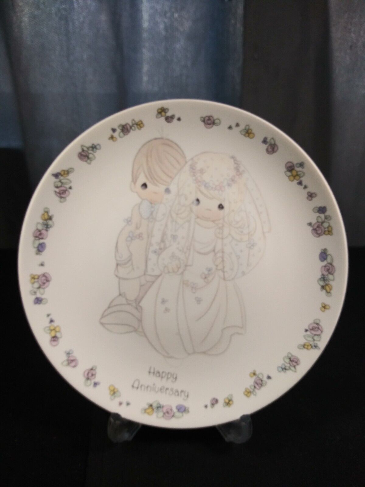 Precious Moments Plate Happy Anniversary Can Be Personalized 6 1/2\