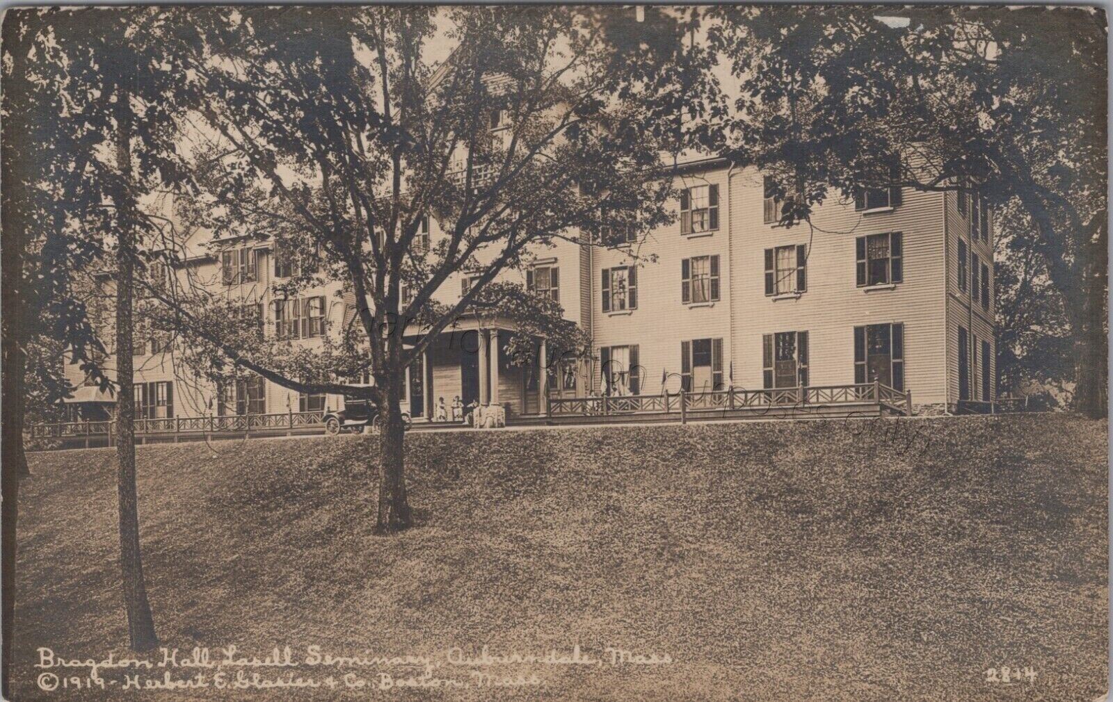 Auburndale, MA: RPPC, Bragdon Hall, Lasell Seminary Massachusetts Photo Postcard