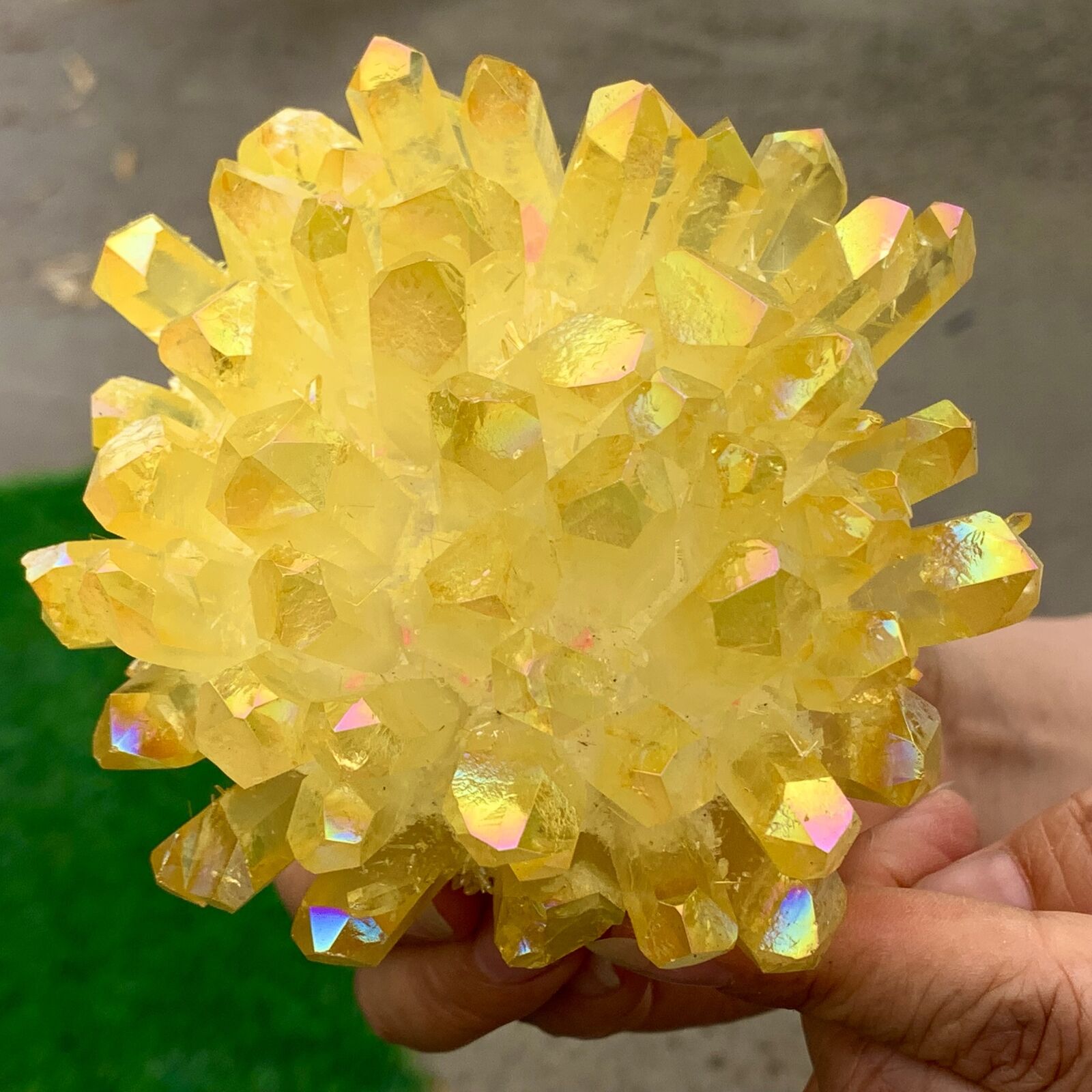 1.39LB New Find yellow Phantom Quartz Crystal Cluster Mineral Specimen