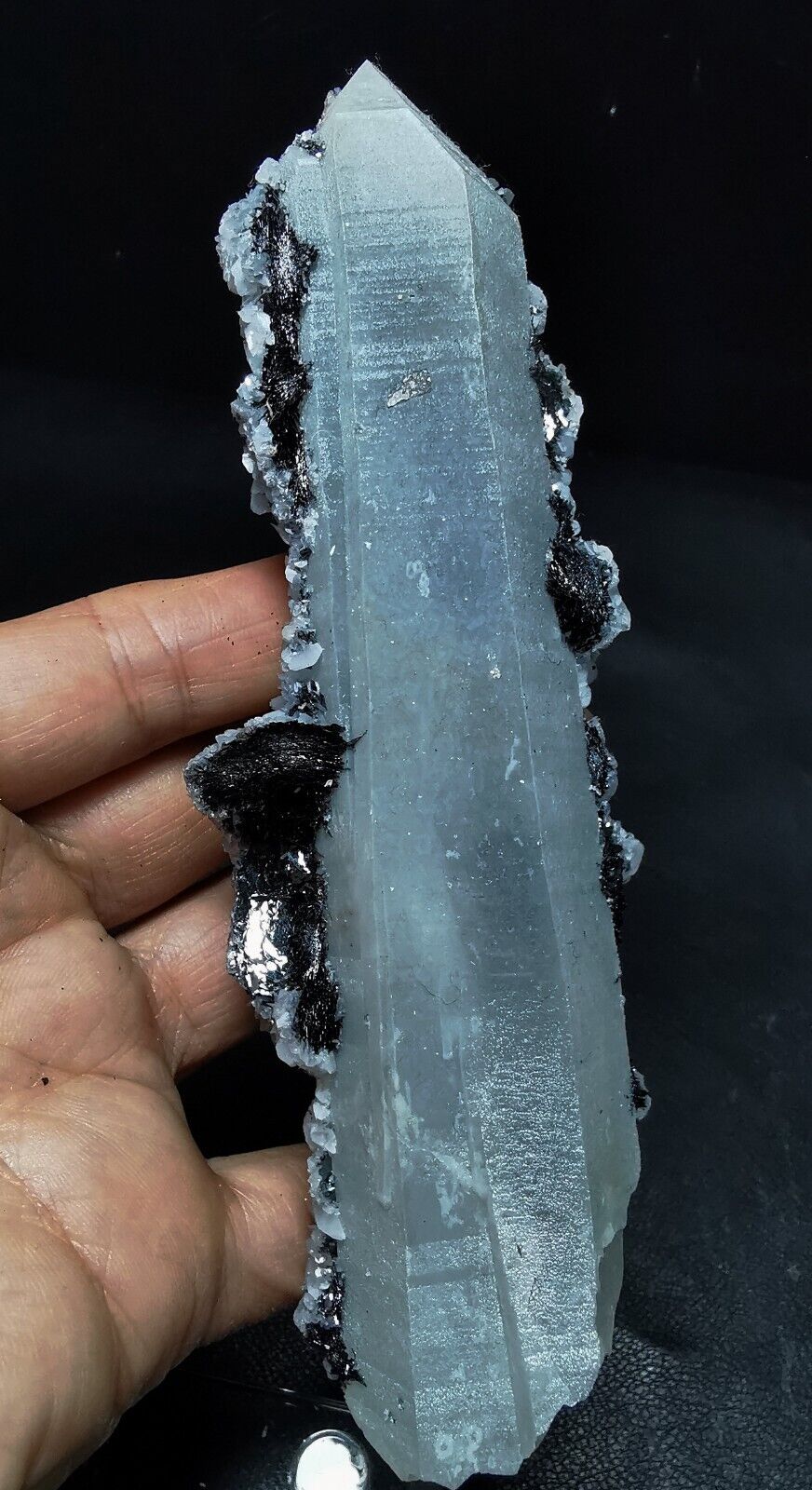 255gNatural Rare Specularite Quartz Crystal Calcite Mineral Specimen Mongolia