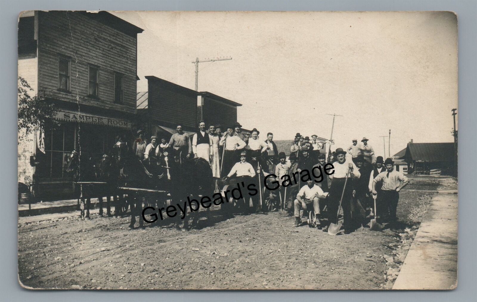 RPPC Unidentified Small Town Construction Workers Vintage Real Photo Postcard