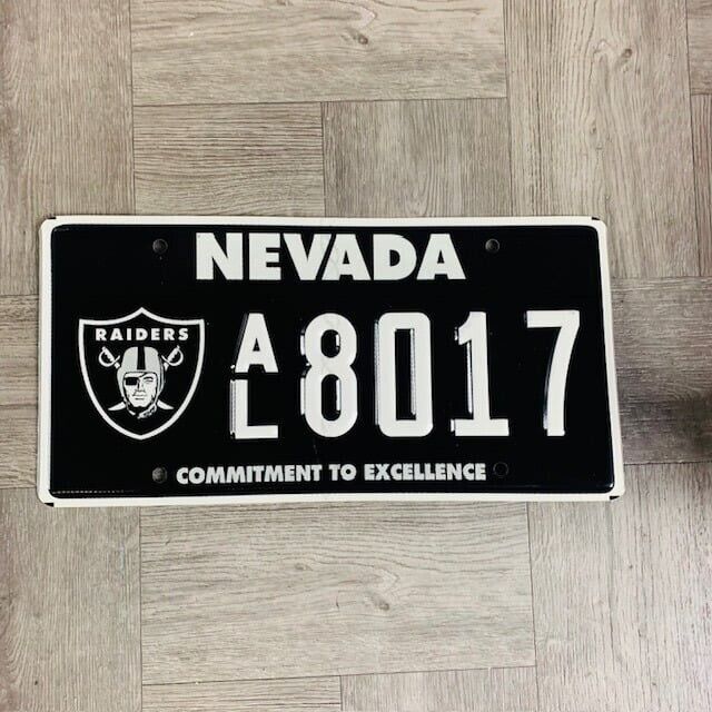 License Plate, Nevada, NFL Football, Las Vegas Raiders, AL (Al Davis) 8017