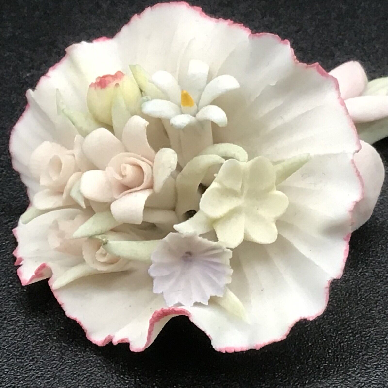 Vintage Italian Capodimonte Ceramic Pastel Floral Bouquet fully Hallmarked
