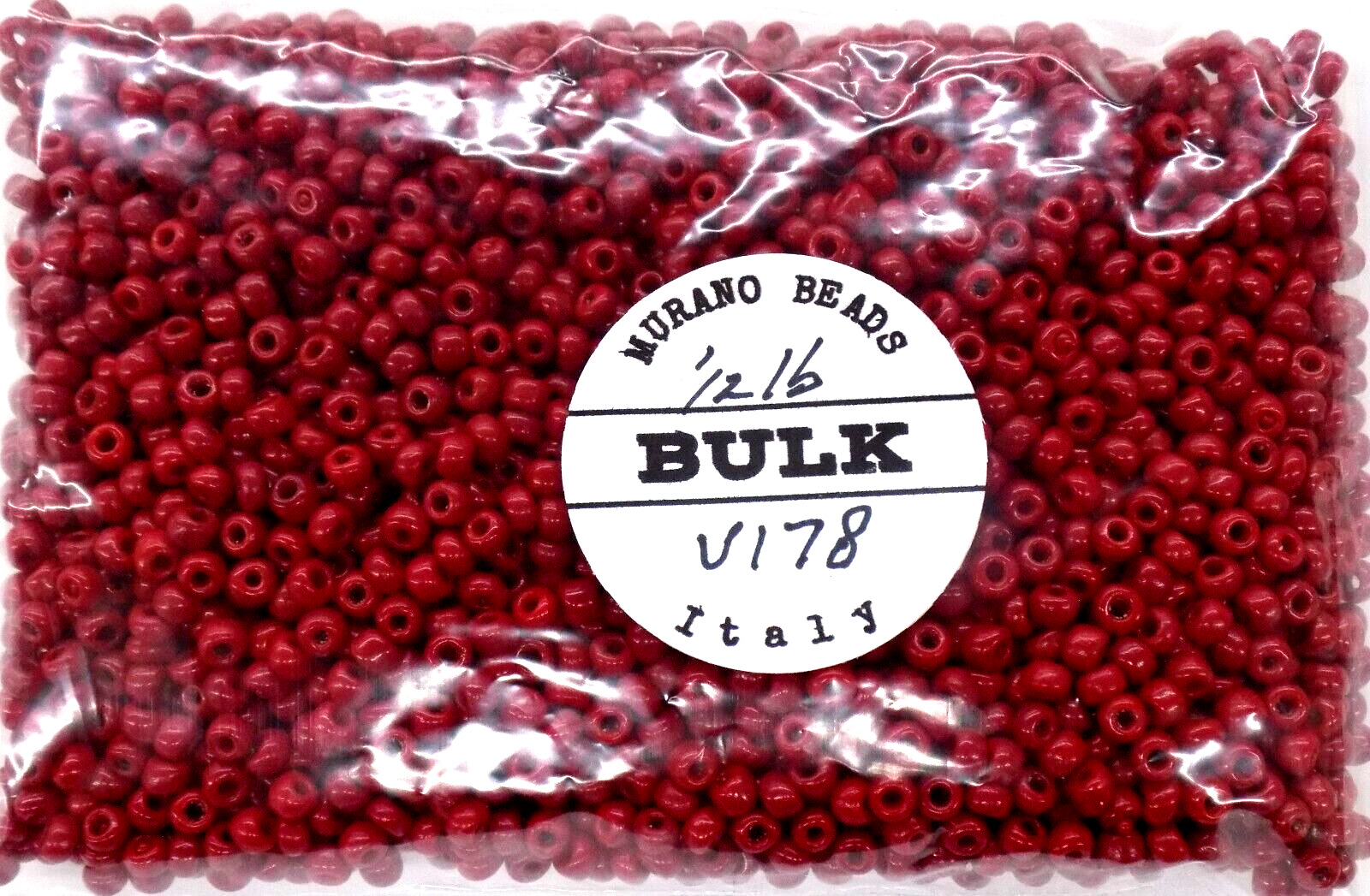 1/2# Pound 5/0 Dk Blood Bright Red Original Venetian African Trade Beads V178