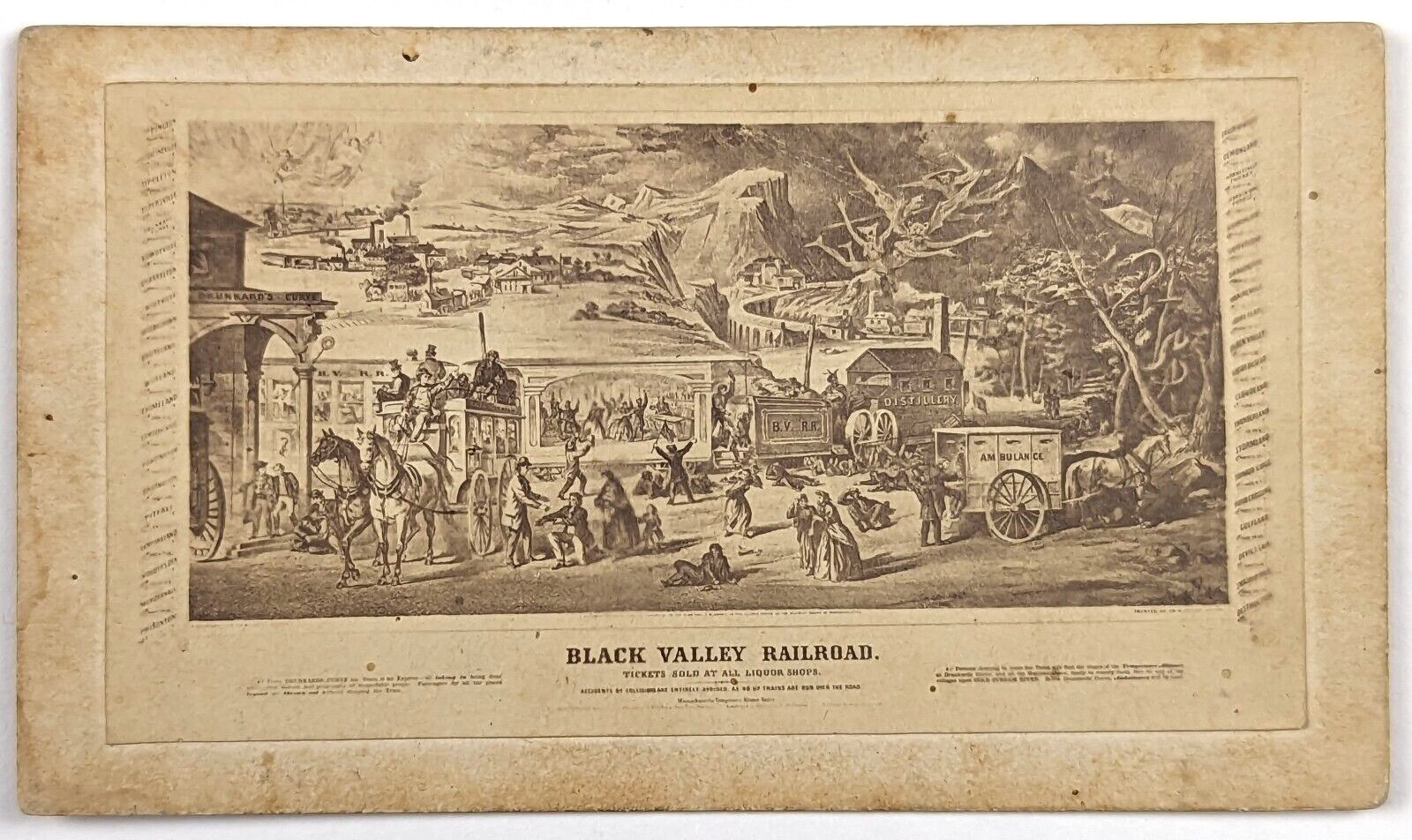 Temperance CDV Black Valley Railroad Lithograph Anti Alcohol Antique Photograph