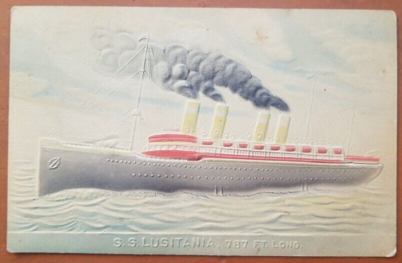 LUSITANIA (Cunard) EXTREMELY RARE and UNUSUAL POST CARD