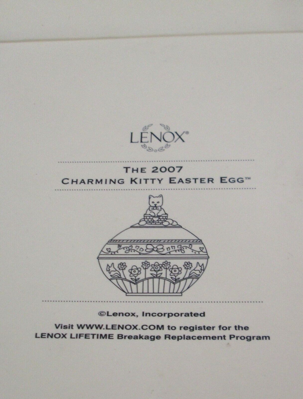 Lenox  The 2007 Charming Kitty Easter Egg  & Box