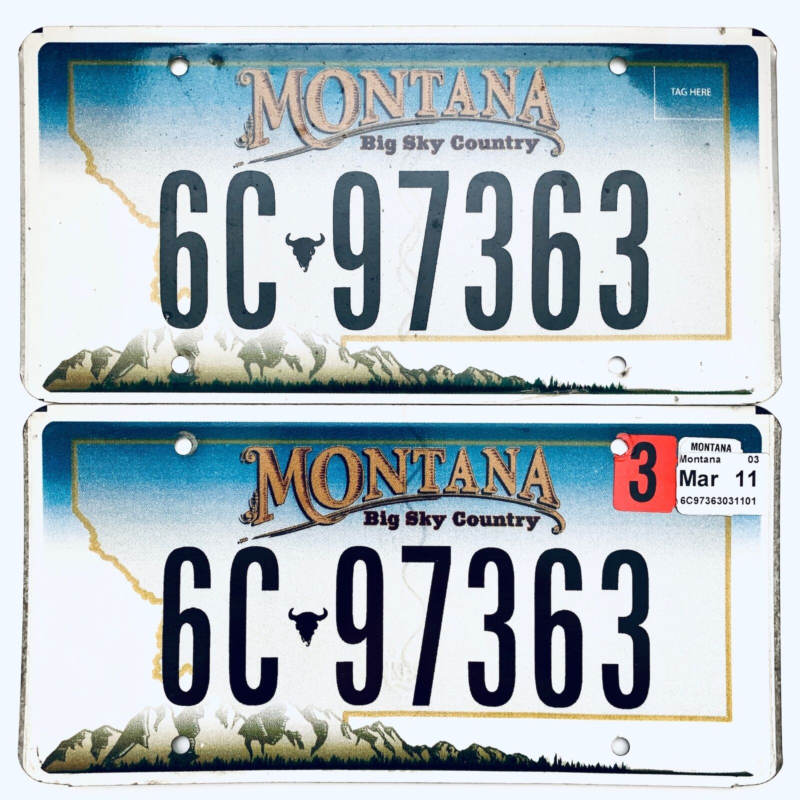 2011 United States Montana Gallatin County Passenger License Plate 6C 97363