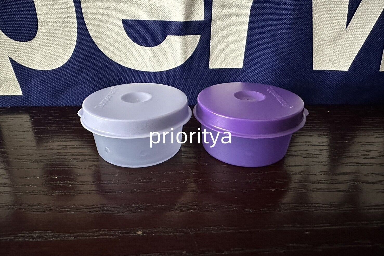 Tupperware 1oz Smidgets Pill Dressing Container Set of 2 Ice Cube Purple New
