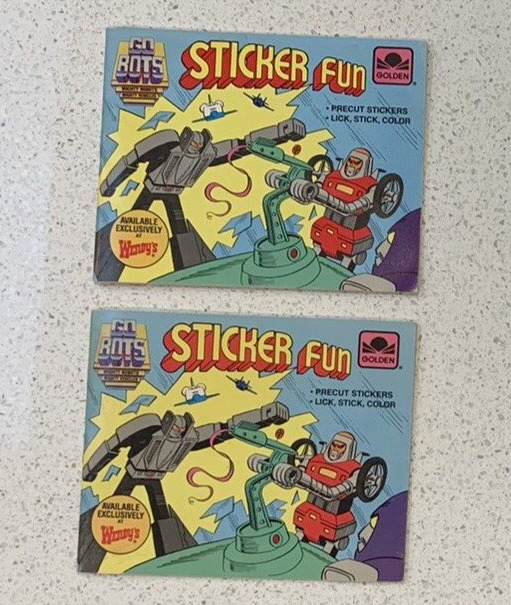 2 Vintage GoBots Sticker Fun Books 1 New 1986 Wendy\'s