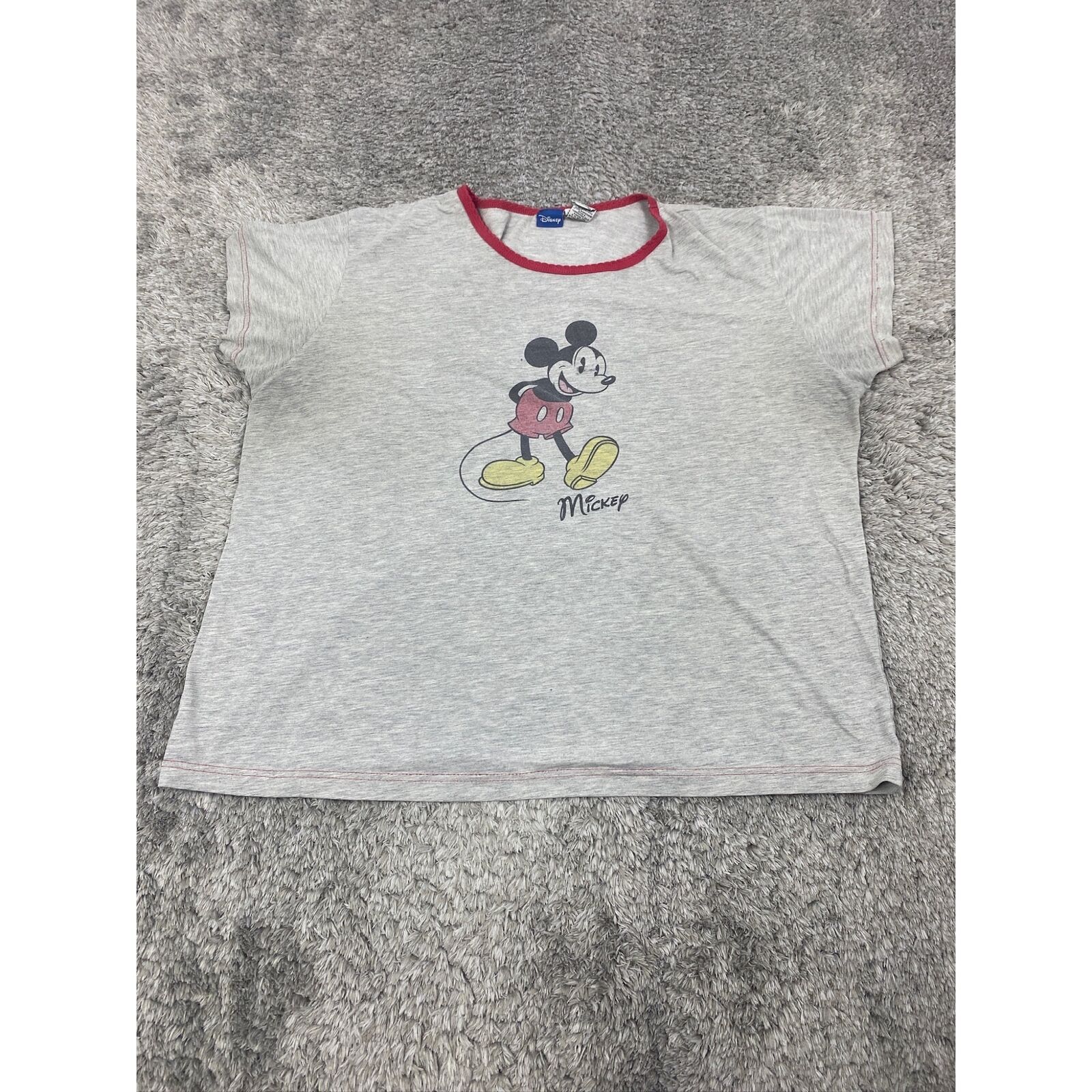 Vtg Walt Disney World Shirt Womans 2X Gray Graphic Mickey Mouse Crewneck 90s Y2K