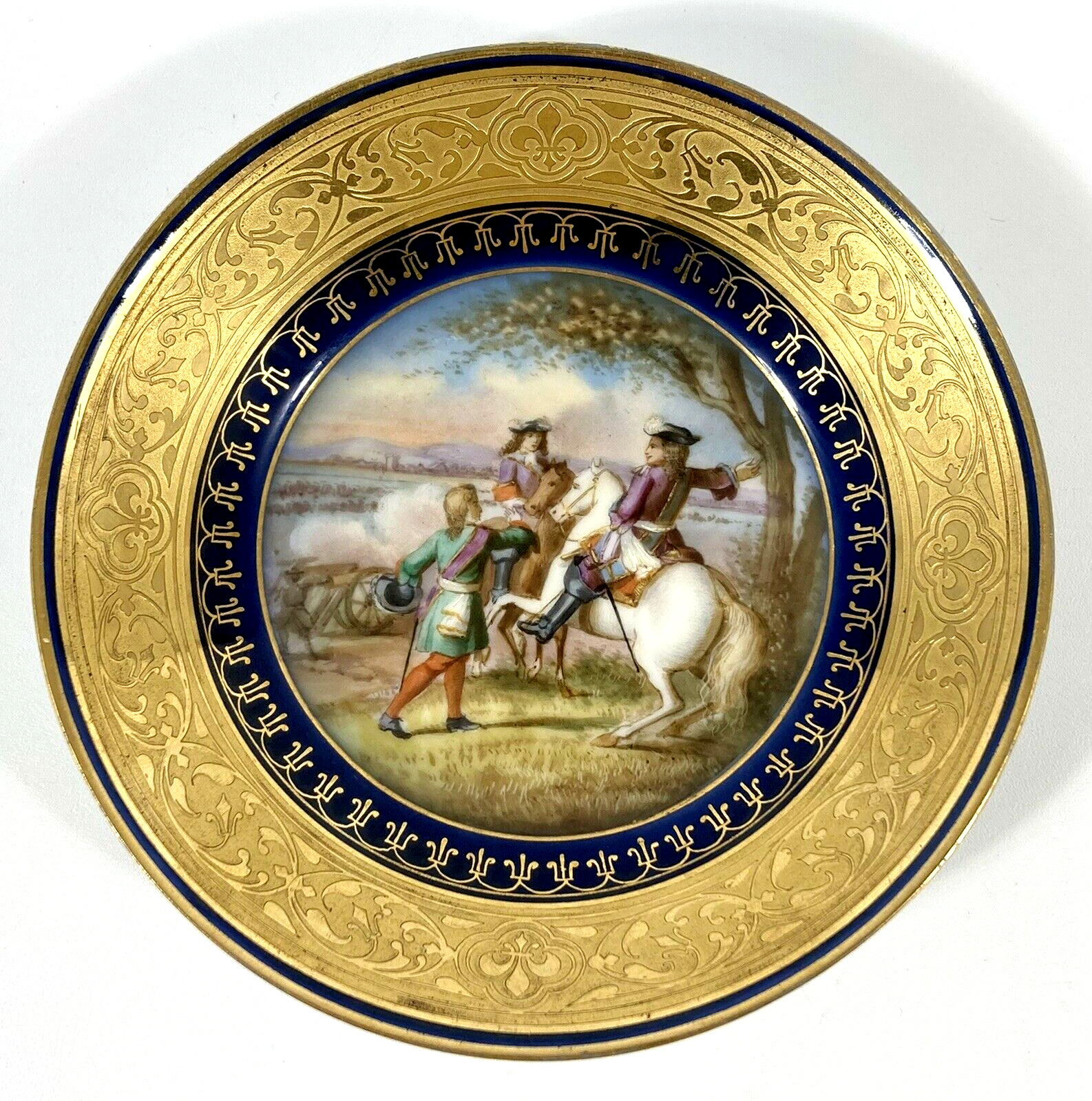 Antique 1763 Sevres Porcelain Hand Painted Louis XIV Rhine Gold Cobalt Blue Bowl
