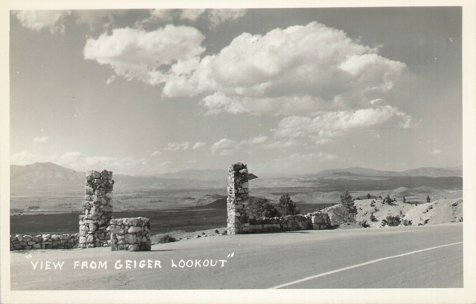 Geiger Lookout Wayside Park Geiger Grade Reno Nevada 1940s RPPC Postcard