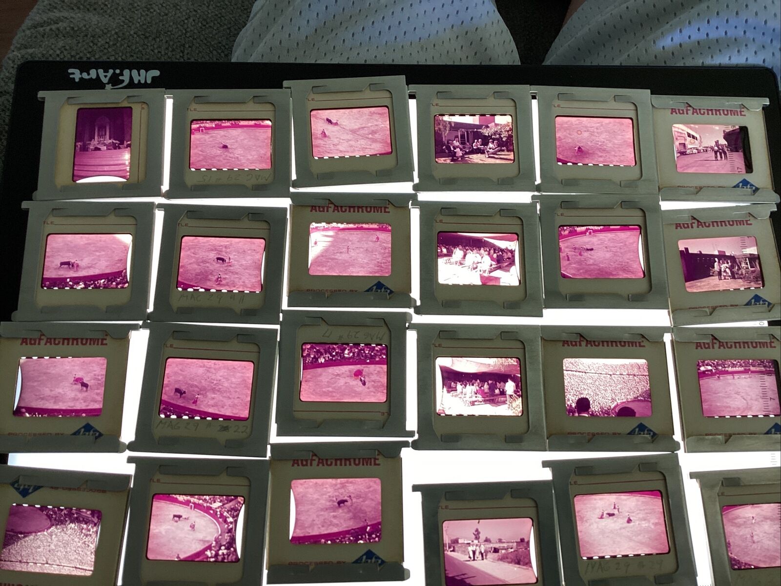 Vintage 1963 Mexico City color photo 36 slides in magazine labeled bull fighting