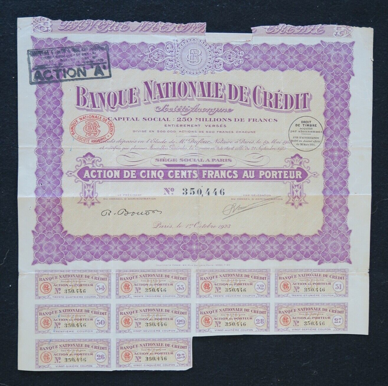 1921 BANQUE NATIONALE CREDIT PARIS Bond Share Title 4