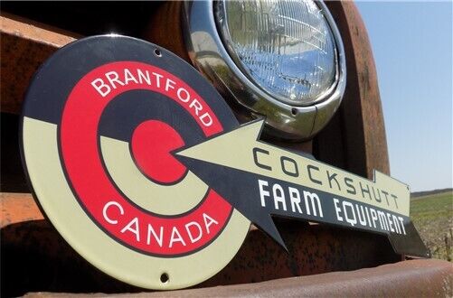 Cockshutt Farm Equipment Sign Porcelain Metal Advertising, Brantford Canada Sign