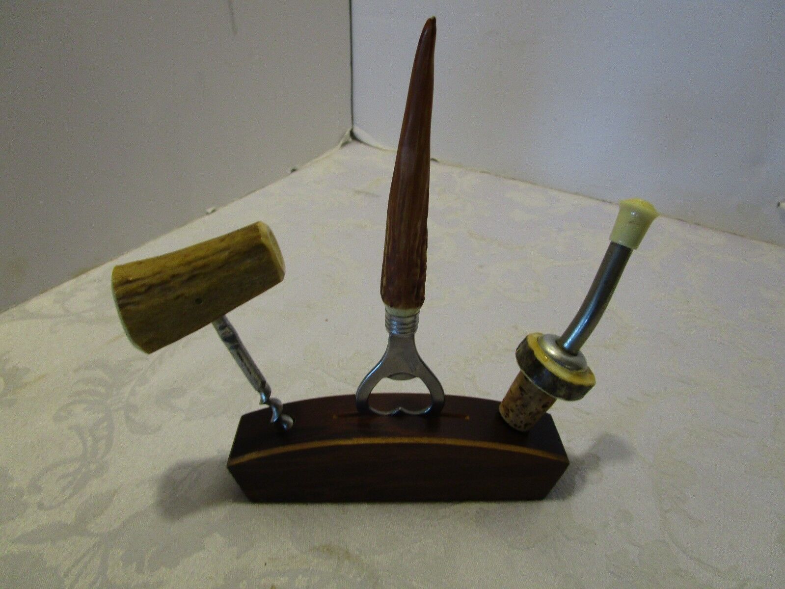 Vintage Authentic STAG HORN HANDLE BARWARE 4 Pc SET stand GERMANY 1940\'s