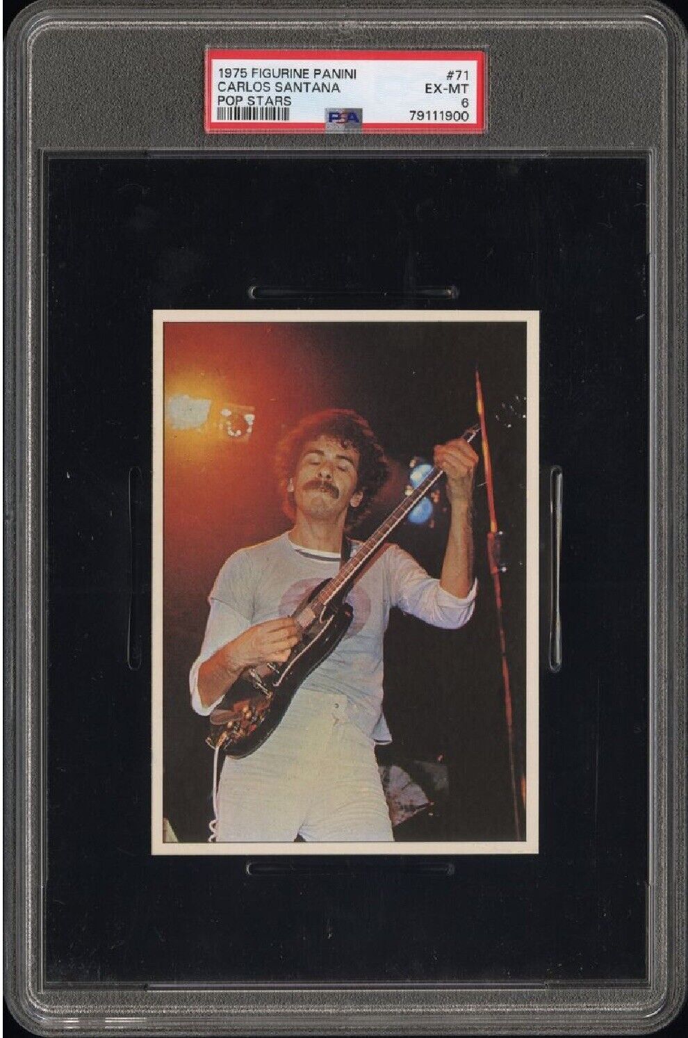 1975 Figurine Panini Pop-Stars Carlos Santana Mini-Poster Sticker #71 PSA 6 Pop2
