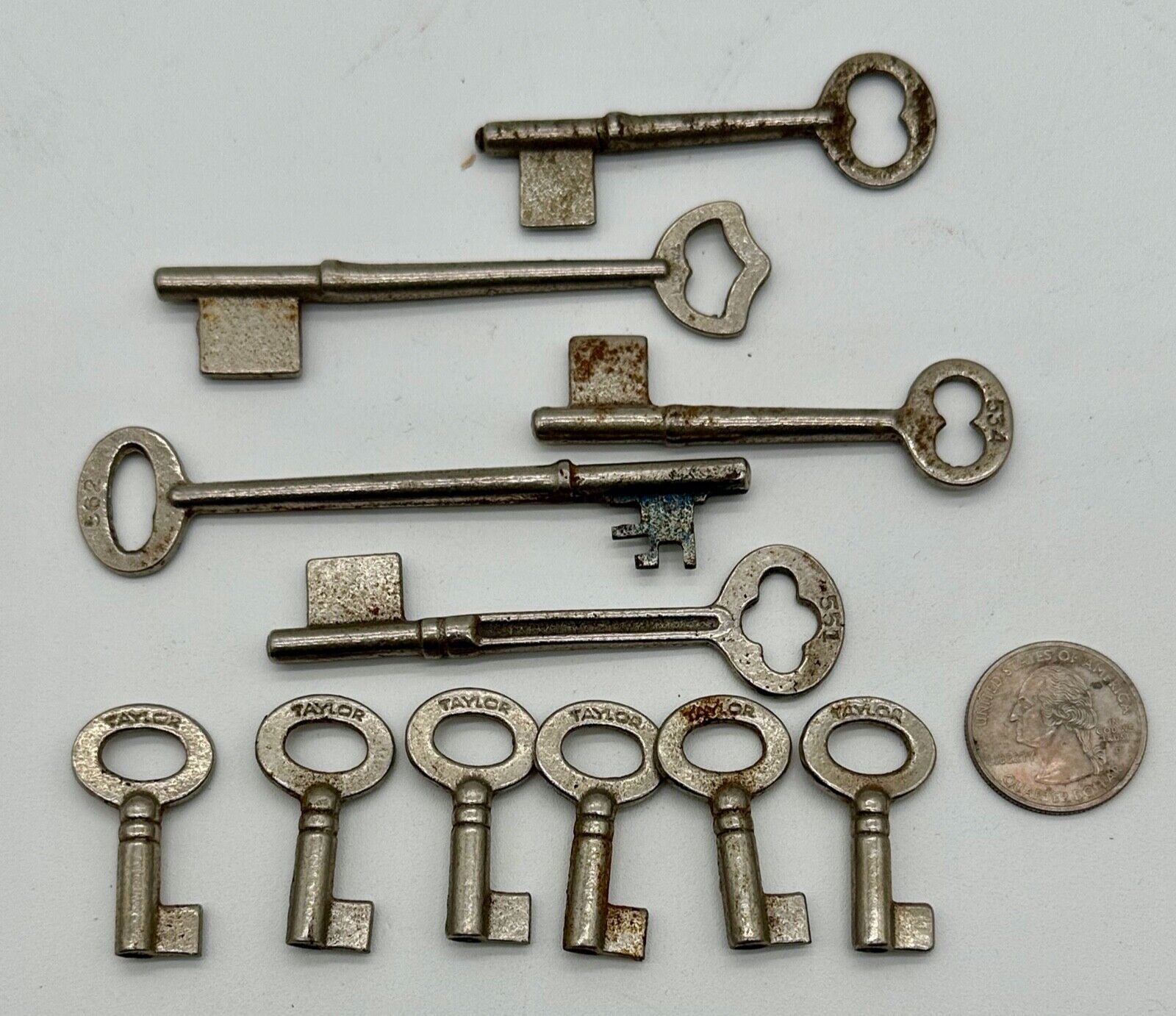 Antique Lot of 11 Old Vintage Metal Skeleton Keys  Taylor