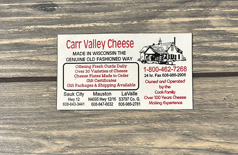 Vintage Carr Valley Cheese Refrigerator Magnet 3.5” x 2”