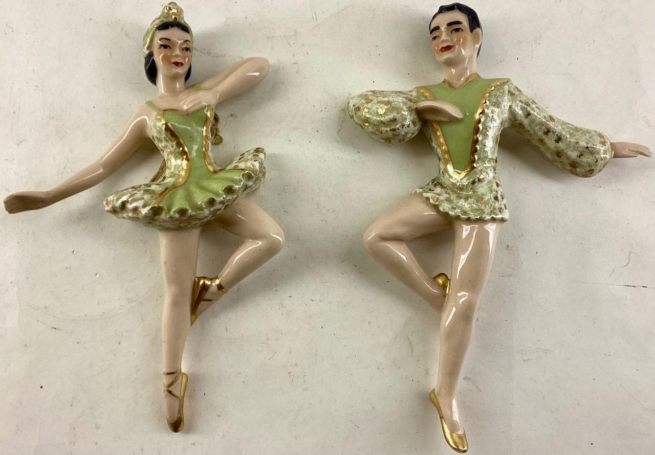 vintage 50\'s Ceramic Arts Studio GREG & GRACE Ballet Dancer WALL PLAQUES 8pix