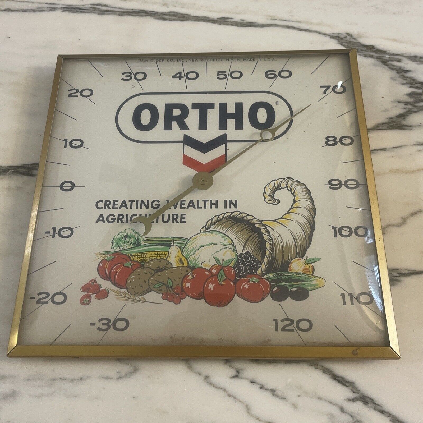 Vintage Thermometer Advertising Ortho Curved Glass 12”x12”