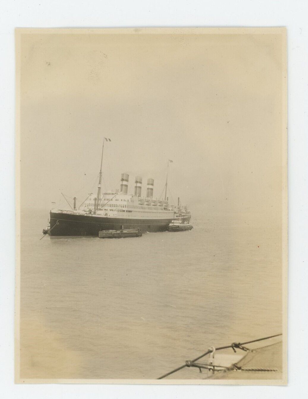 Vintage Photo SS Statendam II Ocean Liner Military Blue Riband War Port 1920s