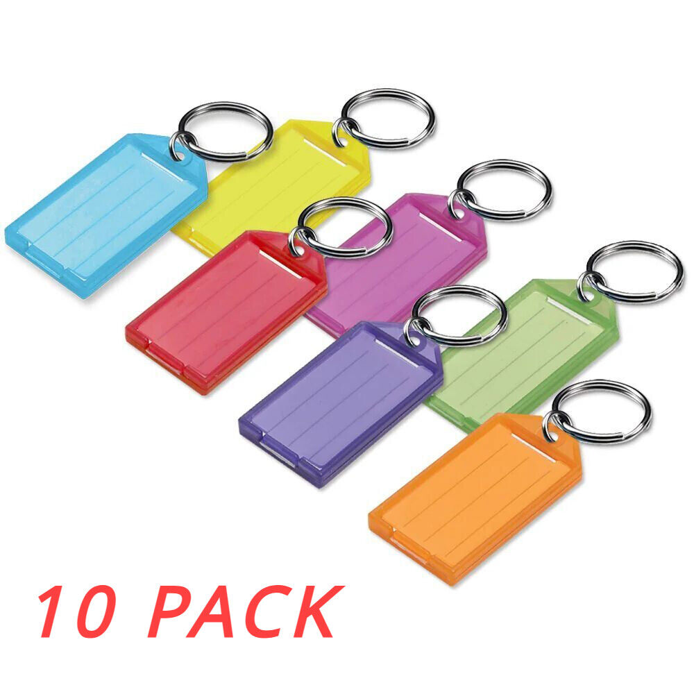 10-50 PCS Plastic Key Tags,Key Chain ID Tags with Split Ring Label Window