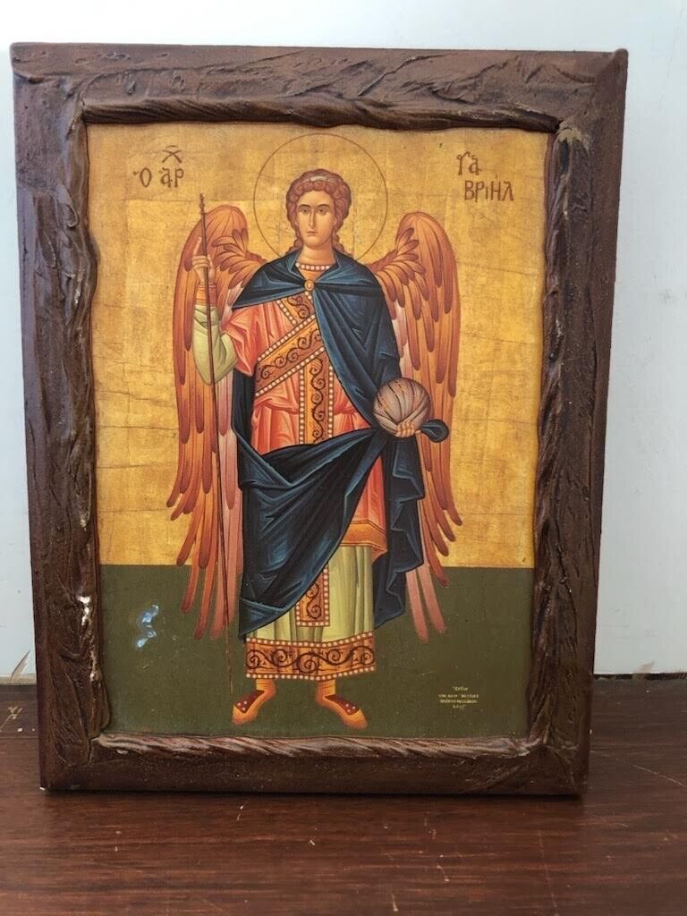 Vintage Catholic Church Icon of archangel 6.5x5
