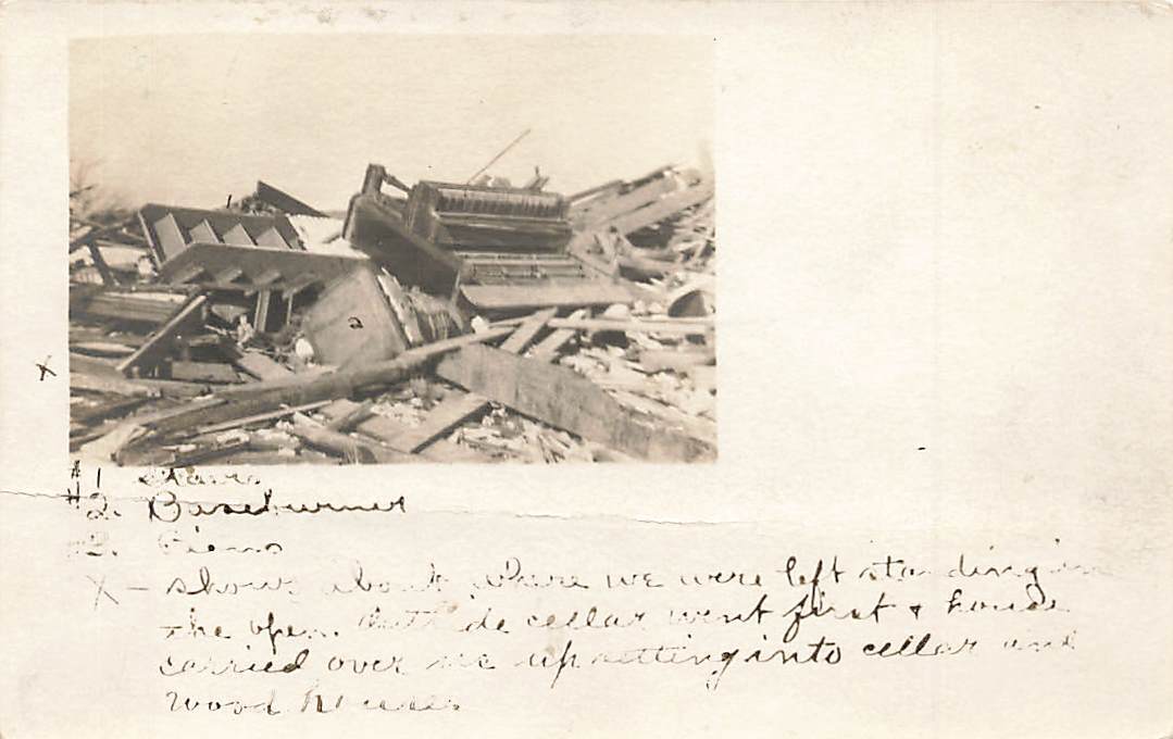1920 RPPC Tornado Destruction Destroyed House Message Allen County IN P472