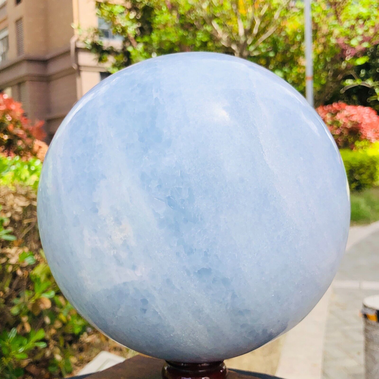 21.78LB Natural Beautiful Blue Crystal Ball Quartz Crystal Sphere Healing 1182
